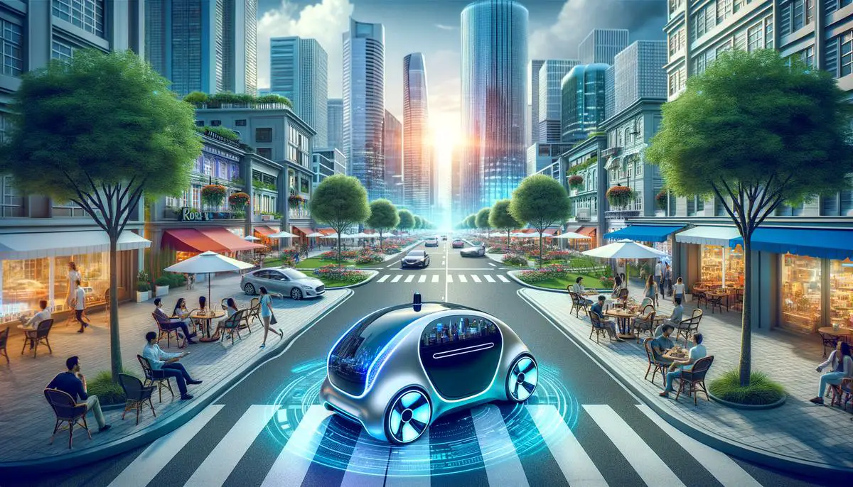 Image of autonomous vehicle navigating through a city environment