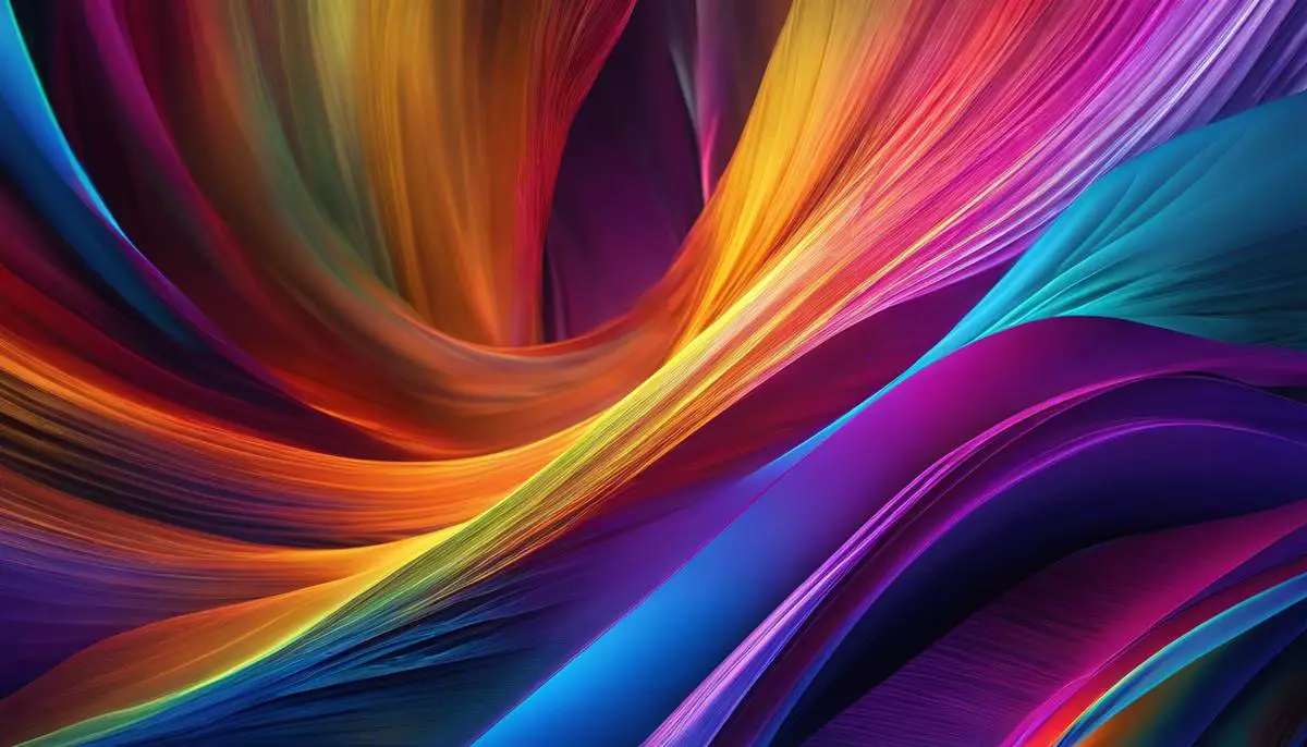 Abstract image of vibrant colors and dynamic shapes created using Stable Diffusion technology
