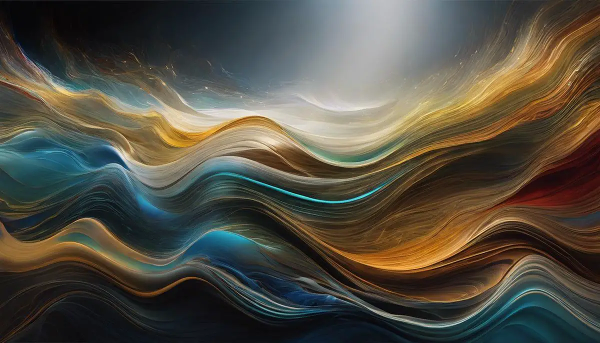 An abstract image depicting the connection between diffusion-based processes and image inpainting, symbolizing the flow of information and restoration