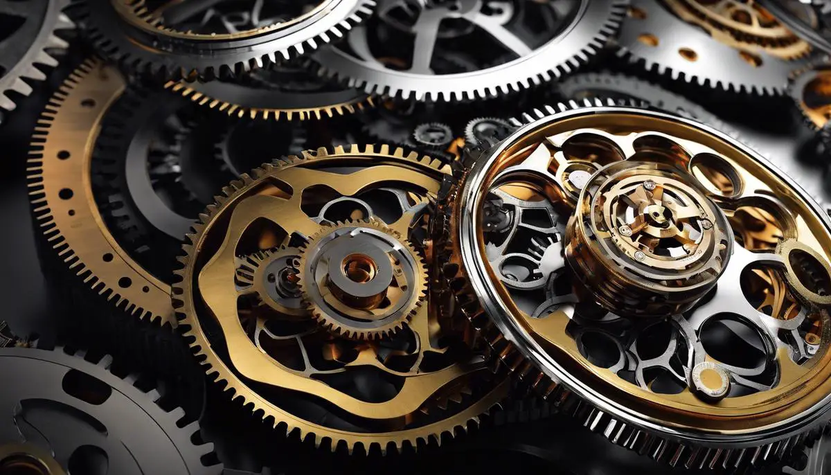 A conceptual image of gears and wheels representing the technology behind image-to-image translations.