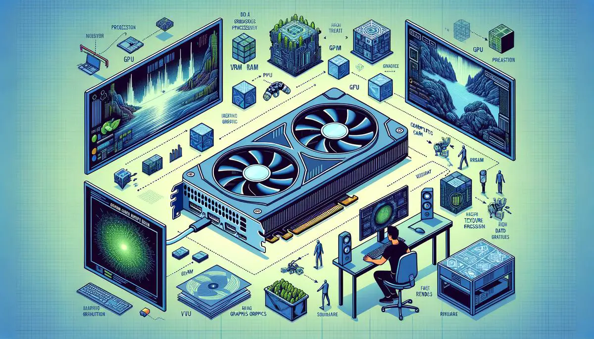 Illustration showing the importance of VRAM in computer graphics processing